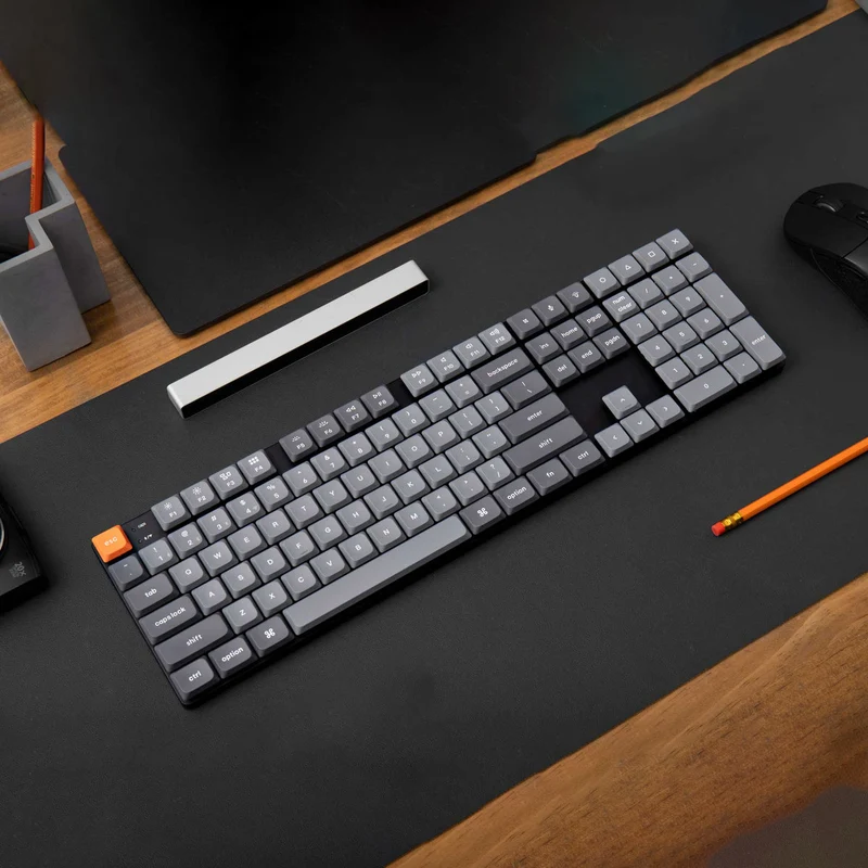 Keychron K5 Max QMK/Via White Backlit Full Size Wireless Custom Mechanical Keyboard (Low Profile Gateron Mechanical Switch) (Red Switch, Brown Switch)