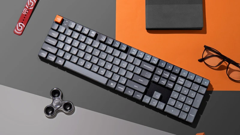 Keychron K5 Max QMK/Via White Backlit Full Size Wireless Custom Mechanical Keyboard (Low Profile Gateron Mechanical Switch) (Red Switch, Brown Switch)
