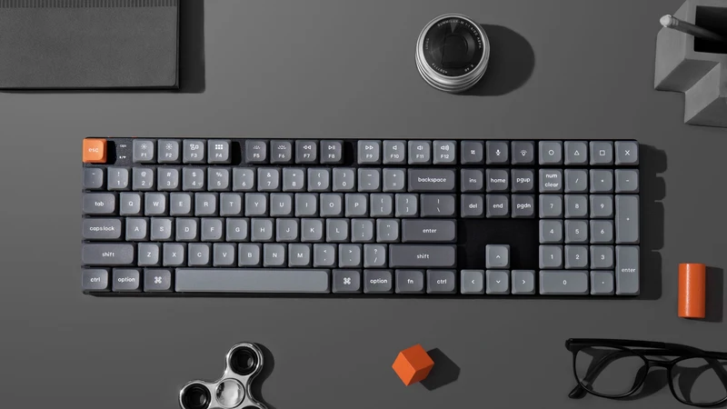 Keychron K5 Max QMK/Via White Backlit Full Size Wireless Custom Mechanical Keyboard (Low Profile Gateron Mechanical Switch) (Red Switch, Brown Switch)