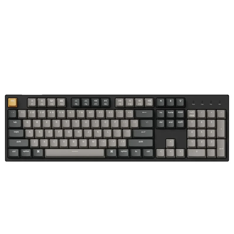 Keychron C2 Pro QMK/Via White Backlight Full Size Wired Mechanical Keyboard - Black (K Pro Red Switch) (C2P-A1)