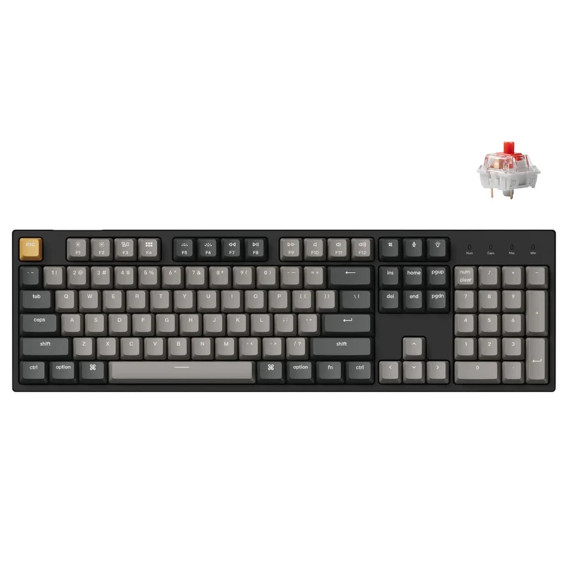 Keychron C2 Pro QMK/Via White Backlit Full Size Wired Mechanical Keyboard (K Pro Red Switch) (C2P-K1)