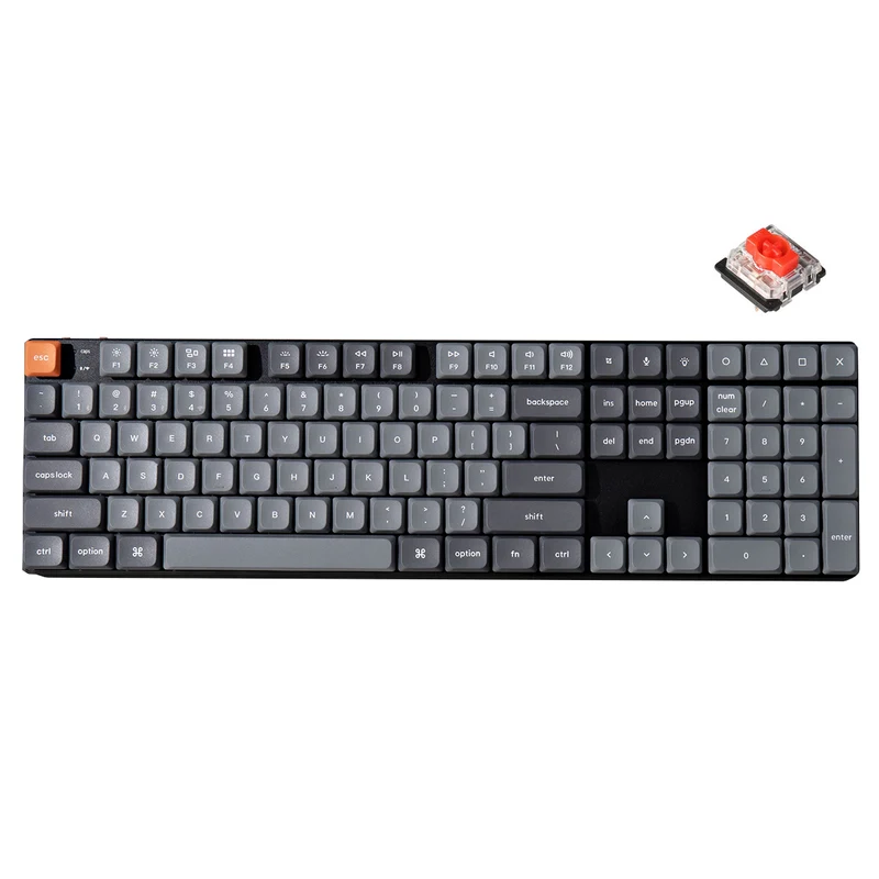 Keychron K5 Max QMK/Via White Backlit Full Size Wireless Custom Mechanical Keyboard (Low Profile Gateron Mechanical Switch) (Red Switch, Brown Switch)