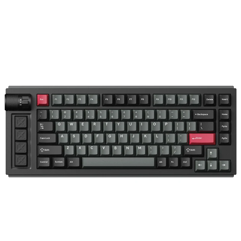 Keychron Lemokey L1 QMK/Via Fully Assembled With Knob RGB Backlit Hot-Swappable 75% Wireless Custom Gaming Keyboard - Carbon Black (Gateron Jupiter Red Switch) (L1-M1)