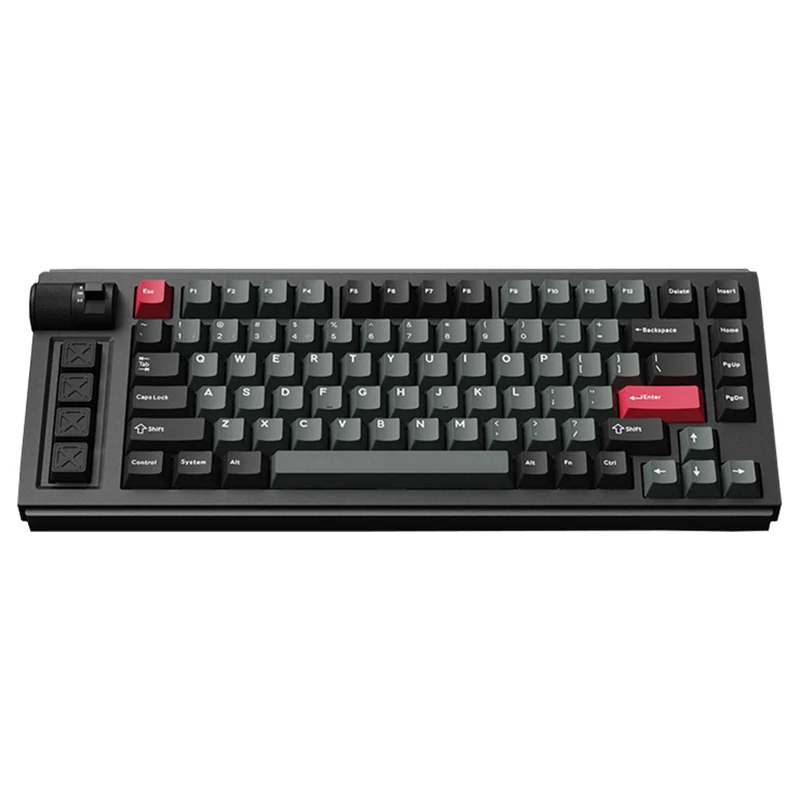 Keychron Lemokey L1 QMK/Via Fully Assembled With Knob RGB Backlit Hot-Swappable 75% Wireless Custom Gaming Keyboard - Carbon Black (Gateron Jupiter Red Switch) (L1-M1)
