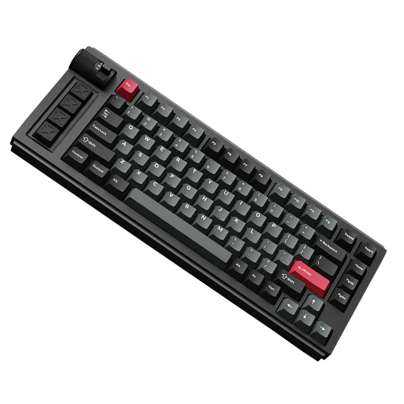 Keychron Lemokey L1 QMK/Via Fully Assembled With Knob RGB Backlit Hot-Swappable 75% Wireless Custom Gaming Keyboard - Carbon Black (Gateron Jupiter Red Switch) (L1-M1)