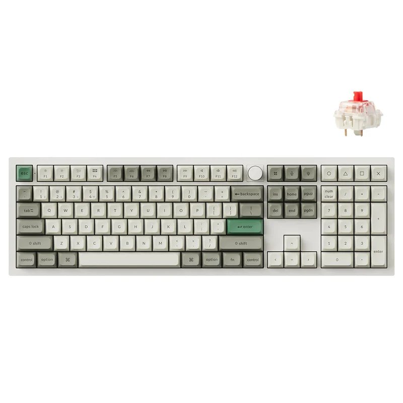 Keychron Q6 Max QMK/Via Fully Assembled With Knob RGB Backlit Hot-Swappable Full Size Wireless Custom Mechanical Keyboard - Shell White (Red Switch, Banana Switch)