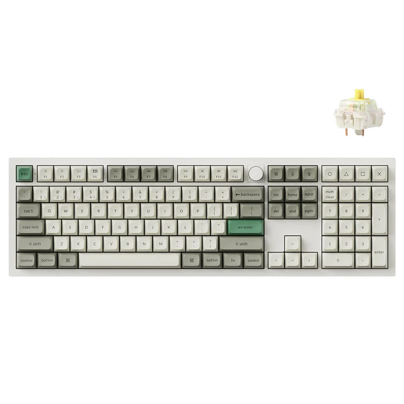 Keychron Q6 Max QMK/Via Fully Assembled With Knob RGB Backlit Hot-Swappable Full Size Wireless Custom Mechanical Keyboard - Shell White (Red Switch, Banana Switch)