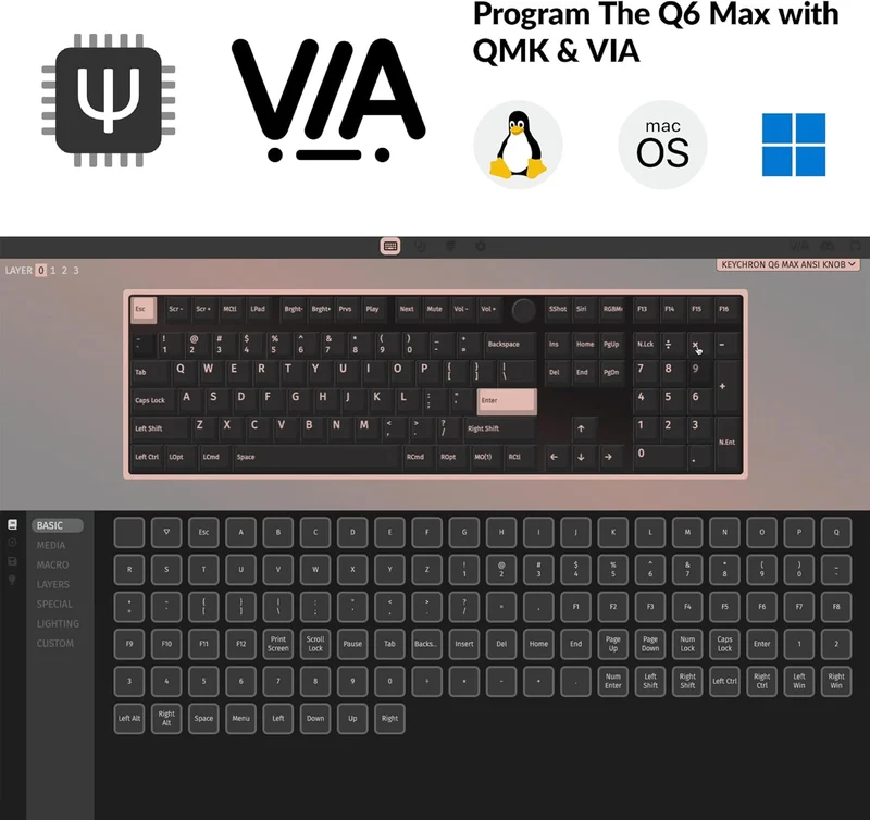 Keychron Q6 Max QMK/Via Fully Assembled With Knob RGB Backlit Hot-Swappable Full Size Wireless Custom Mechanical Keyboard - Shell White (Red Switch, Banana Switch)