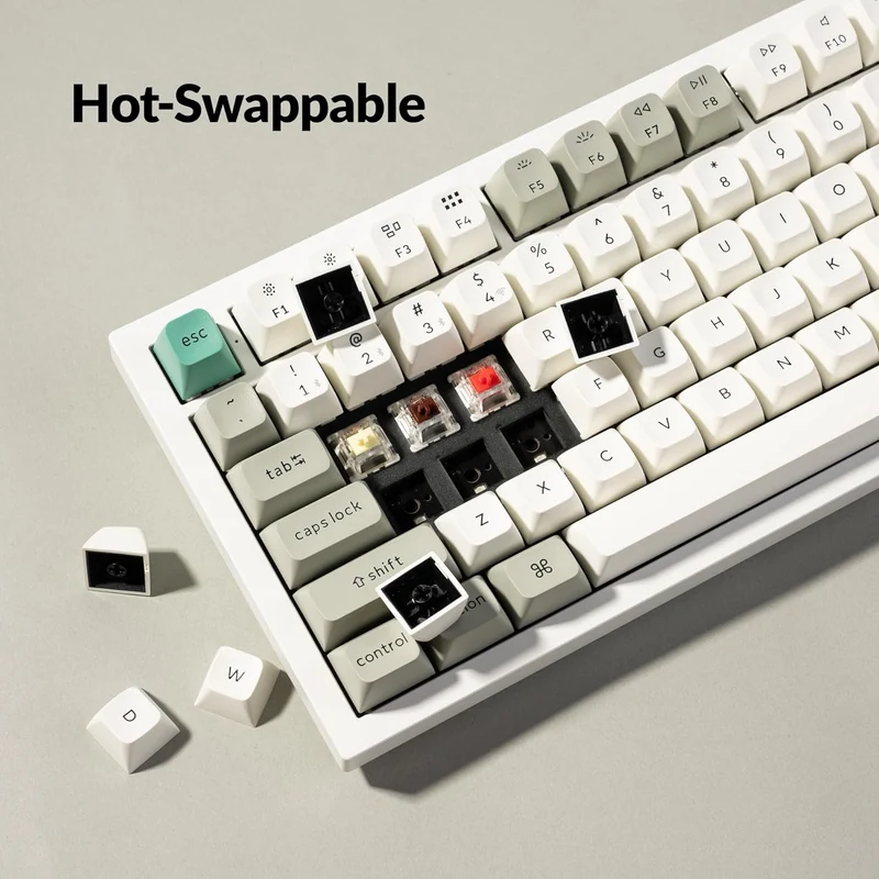 Keychron Q6 Max QMK/Via Fully Assembled With Knob RGB Backlit Hot-Swappable Full Size Wireless Custom Mechanical Keyboard - Shell White (Red Switch, Banana Switch)