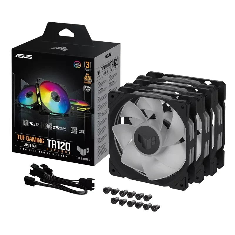 Asus TUF Gaming TR120 ARGB Reverse Fan - Triple Pack (Black, White)