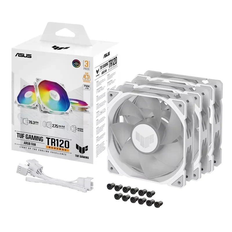 Asus TUF Gaming TR120 ARGB Reverse Fan - Triple Pack (Black, White)