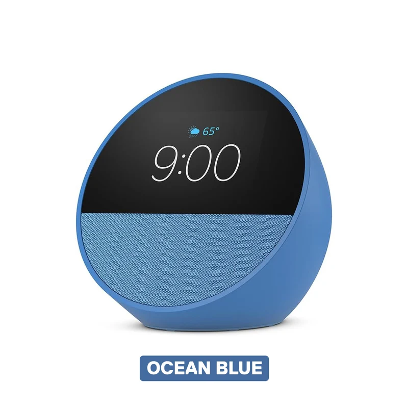 Amazon Echo Spot Smart Alarm Clock with Vibrant Sound and Alexa (Black, Ocean Blue, Glacier White)