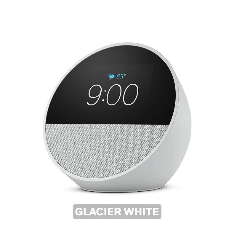 Amazon Echo Spot Smart Alarm Clock with Vibrant Sound and Alexa (Black, Ocean Blue, Glacier White)