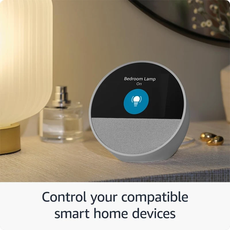 Amazon Echo Spot Smart Alarm Clock with Vibrant Sound and Alexa (Black, Ocean Blue, Glacier White)