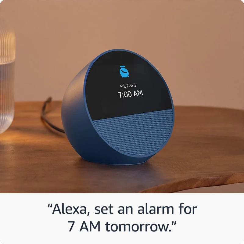 Amazon Echo Spot Smart Alarm Clock with Vibrant Sound and Alexa (Black, Ocean Blue, Glacier White)