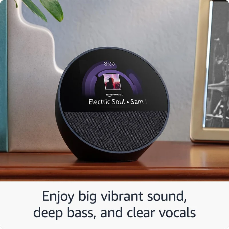 Amazon Echo Spot Smart Alarm Clock with Vibrant Sound and Alexa (Black, Ocean Blue, Glacier White)