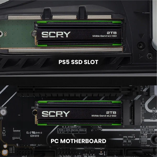 SCRY Nitro Flash Heatsink Game Drive 2TB NVMe Gen4 M.2 SSD for PS5/ PC
