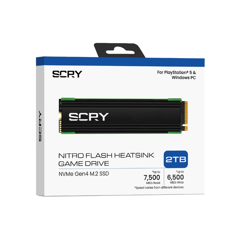SCRY Nitro Flash Heatsink Game Drive 2TB NVMe Gen4 M.2 SSD for PS5/ PC