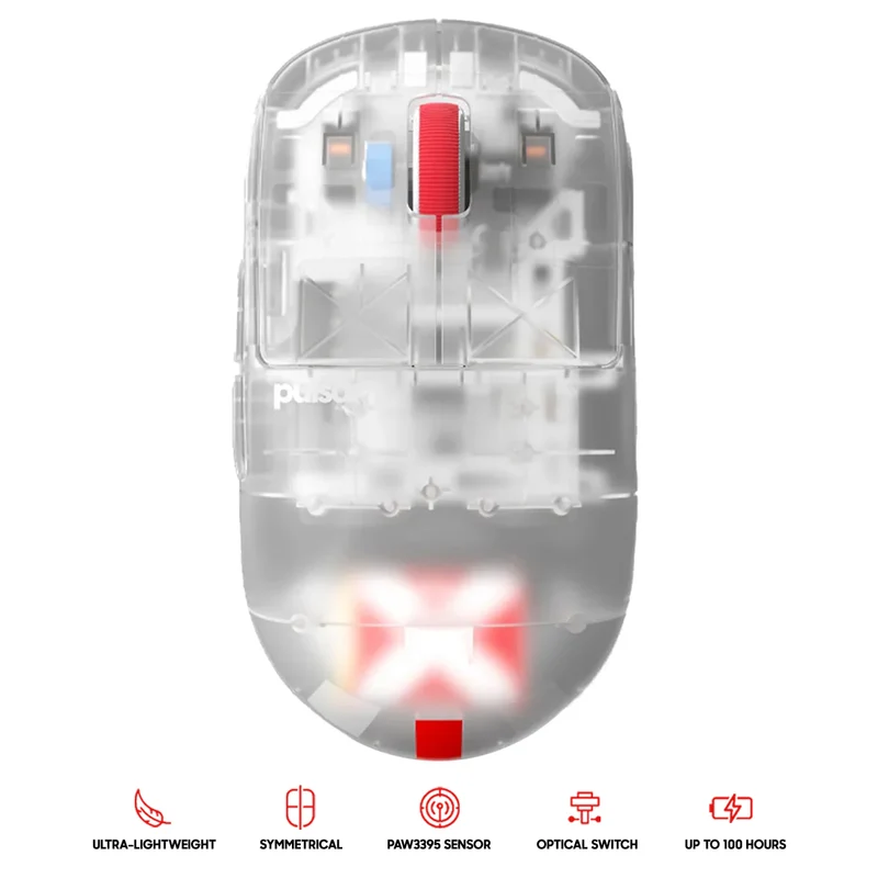 Pulsar X2H Medium Symmetrical Ultralight Wireless Gaming Mouse Super Clear Limited Ed. Size 2 (PX2H2CL)