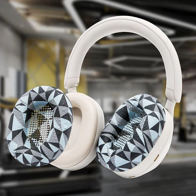 Wicked Cushions Sony WH-1000XM5 Earpad Sweat Covers - WC SweatZ (Black, Geo Grey, 90s Black, Silver)
