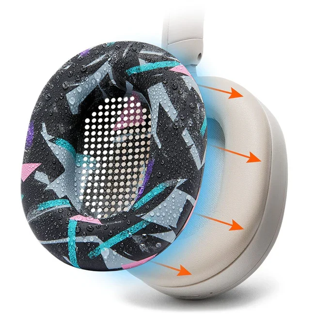 Wicked Cushions Sony WH-1000XM5 Earpad Sweat Covers - WC SweatZ (Black, Geo Grey, 90s Black, Silver)