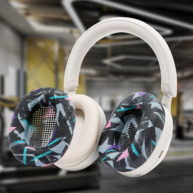 Wicked Cushions Sony WH-1000XM5 Earpad Sweat Covers - WC SweatZ (Black, Geo Grey, 90s Black, Silver)