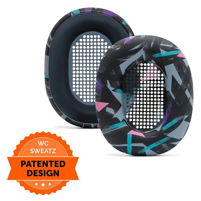 Wicked Cushions Sony WH-1000XM5 Earpad Sweat Covers - WC SweatZ (Black, Geo Grey, 90s Black, Silver)