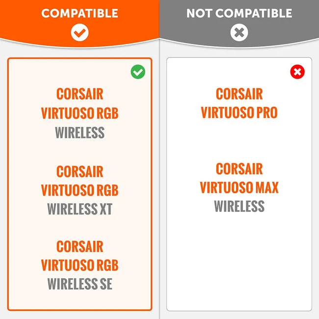 Wicked Cushions Corsair Virtuoso Earpads - WC FreeZe Cooling Gel (90s White, 90s Black, Black, Black Camo, Geo Grey)