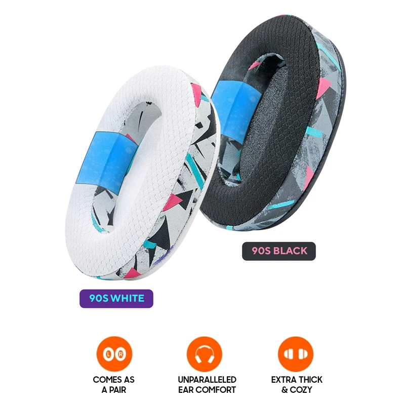 Wicked Cushions Sony Earpads - WC FreeZe Cooling Gel (90s Black, 90s White)