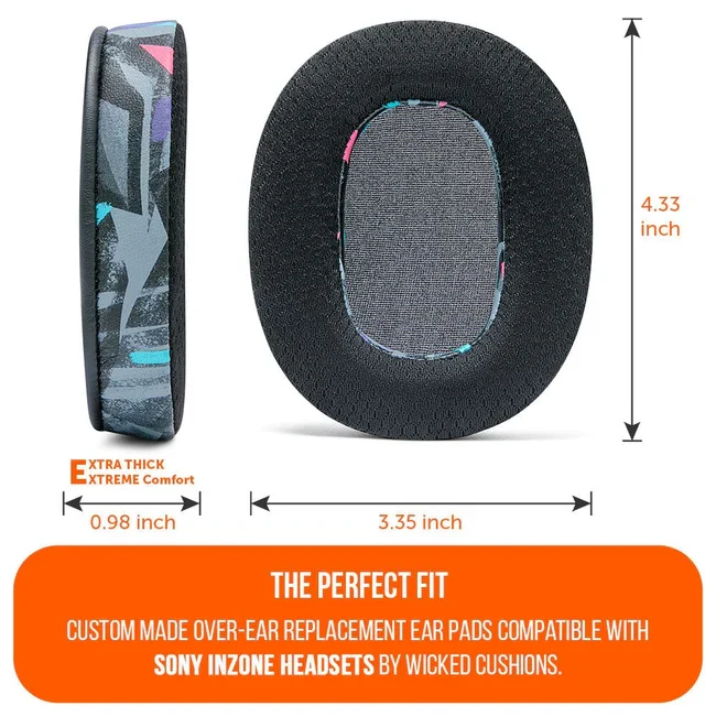 Wicked Cushions Sony Earpads - WC FreeZe Cooling Gel (90s Black, 90s White)