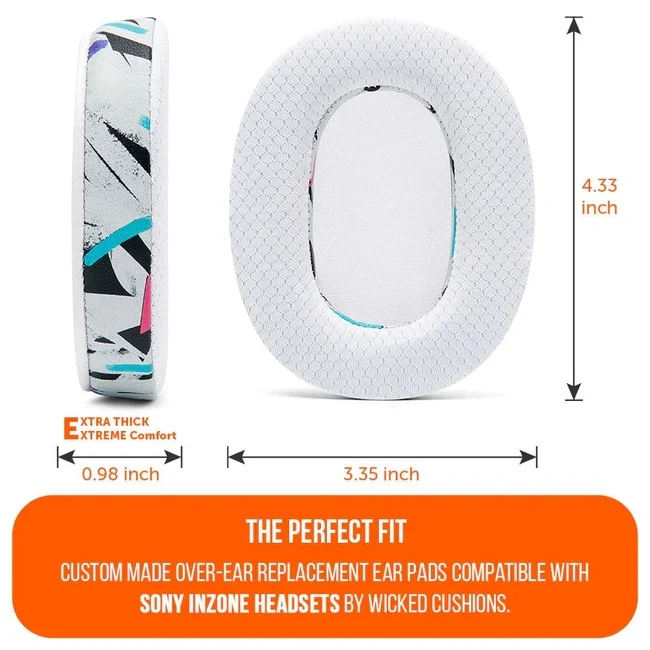 Wicked Cushions Sony Earpads - WC FreeZe Cooling Gel (90s Black, 90s White)
