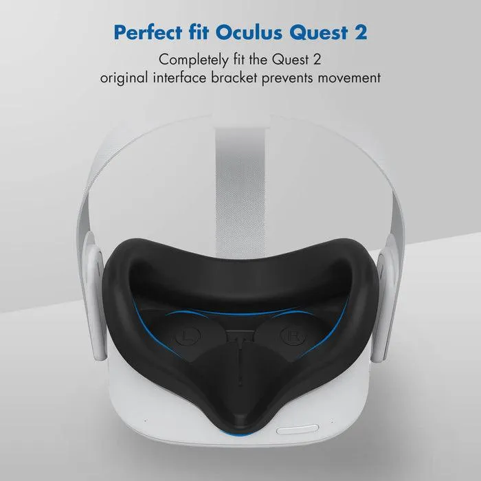 Kiwi Design Silicone Face Pad Cover With Lens Protector For Oculus Quest 2 (Black) (KW-Q7-2.2-BK-US)