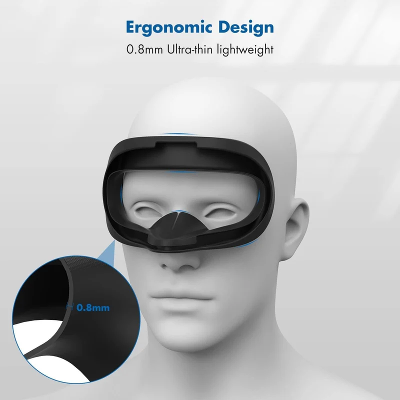 Kiwi Design Silicone Face Pad Cover With Lens Protector For Oculus Quest 2 (Black) (KW-Q7-2.2-BK-US)