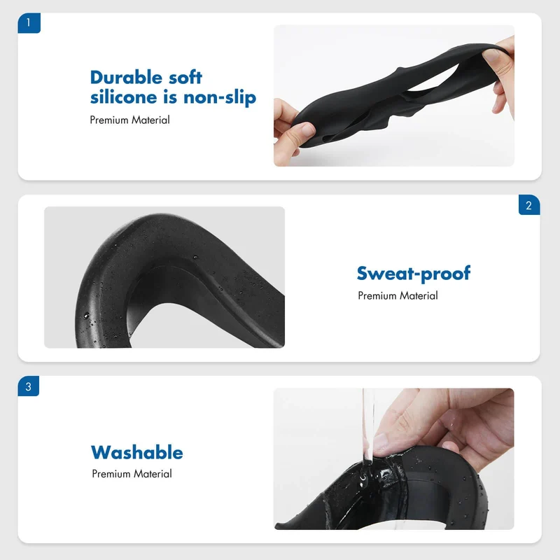 Kiwi Design Silicone Face Pad Cover With Lens Protector For Oculus Quest 2 (Black) (KW-Q7-2.2-BK-US)