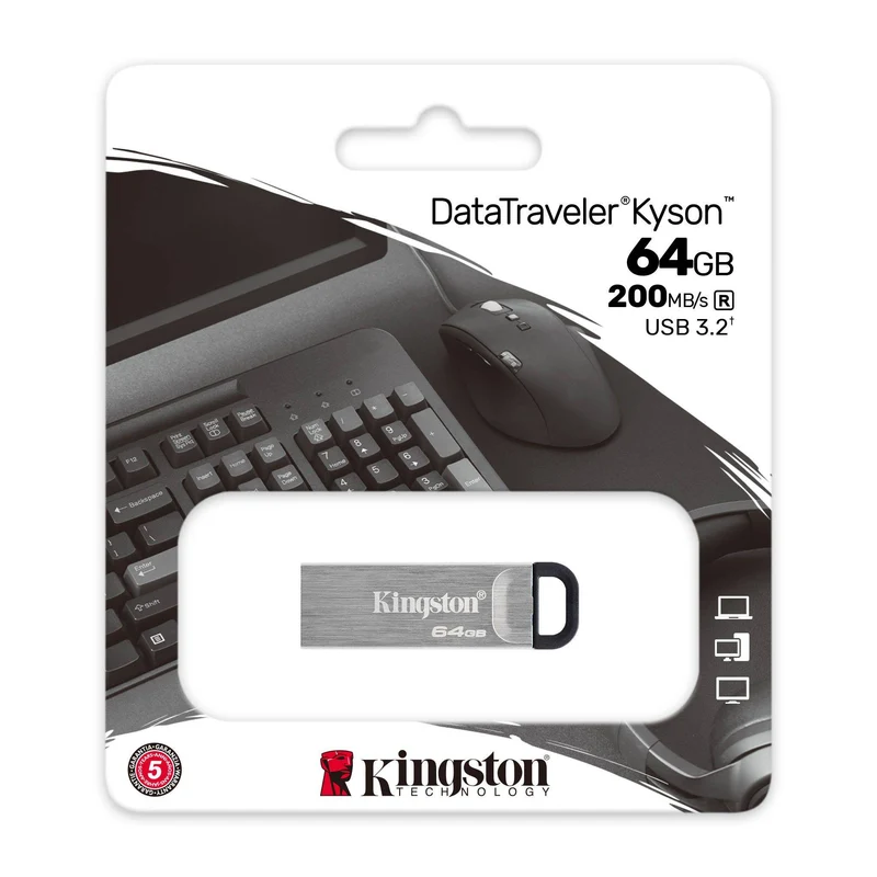 Kingston DataTraveler Kyson USB 3.2 Gen 1 200MB/s Read Type-A USB Flash Drive (64GB, 128GB, 256GB)