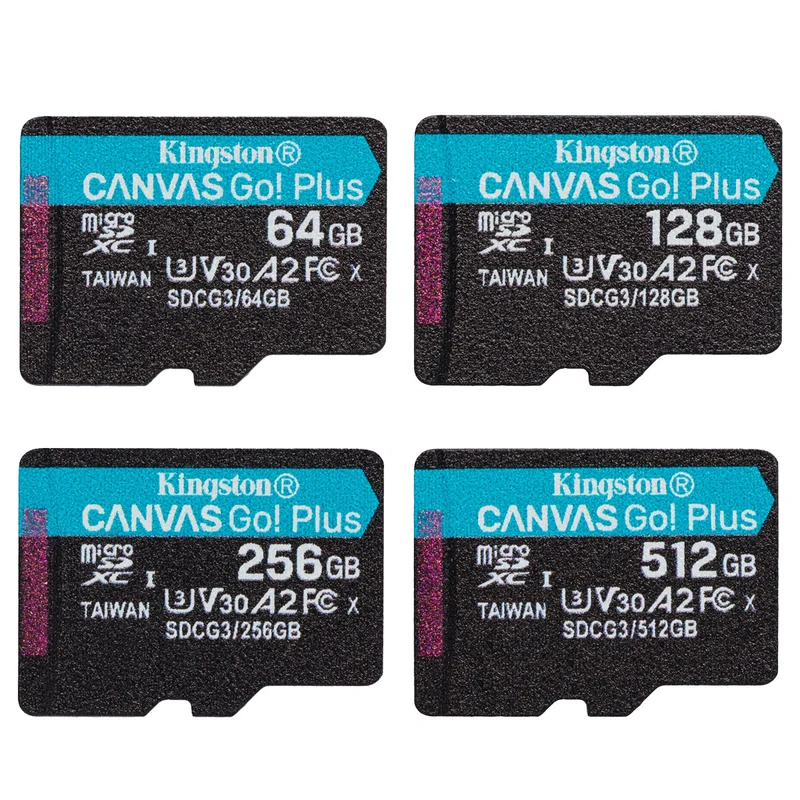 Kingston Canvas Go! Plus UHS-I U3 V30 A2 170MB/s Read MicroSD Memory Card with SD Adapter (64GB, 128GB, 256GB, 512GB)