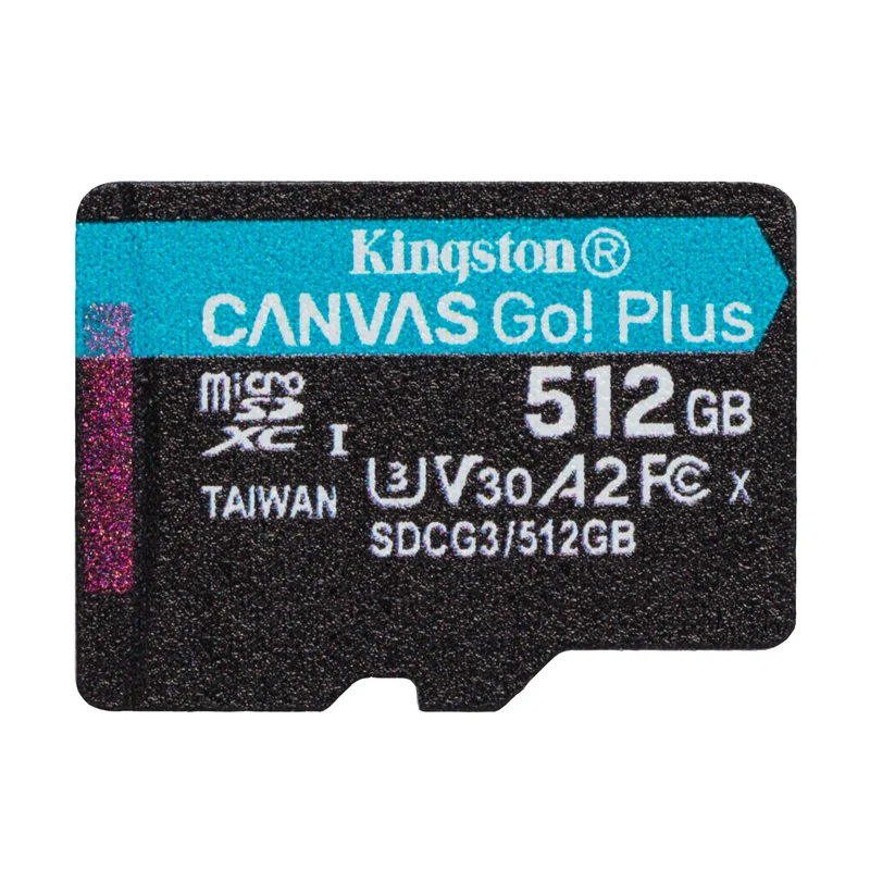 Kingston Canvas Go! Plus UHS-I U3 V30 A2 170MB/s Read MicroSD Memory Card with SD Adapter (64GB, 128GB, 256GB, 512GB)