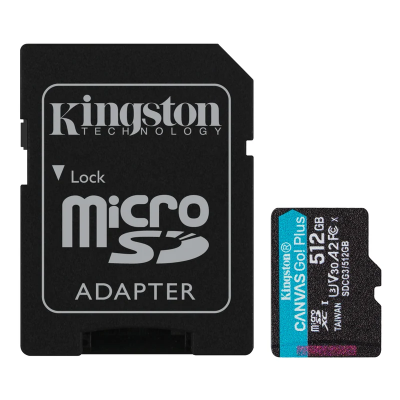 Kingston Canvas Go! Plus UHS-I U3 V30 A2 170MB/s Read MicroSD Memory Card with SD Adapter (64GB, 128GB, 256GB, 512GB)