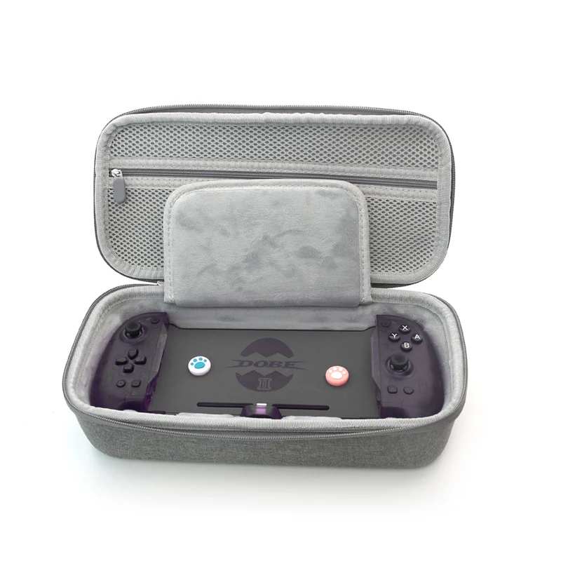 Dobe 3-in-1 Kit for Nintendo Switch/ Switch OLED (Pro Grip Controller Transparent Black + Storage Bag + Controller Rocker Cap) TNS-2163D
