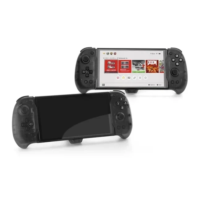Dobe 3-in-1 Kit for Nintendo Switch/ Switch OLED (Pro Grip Controller Transparent Black + Storage Bag + Controller Rocker Cap) TNS-2163D