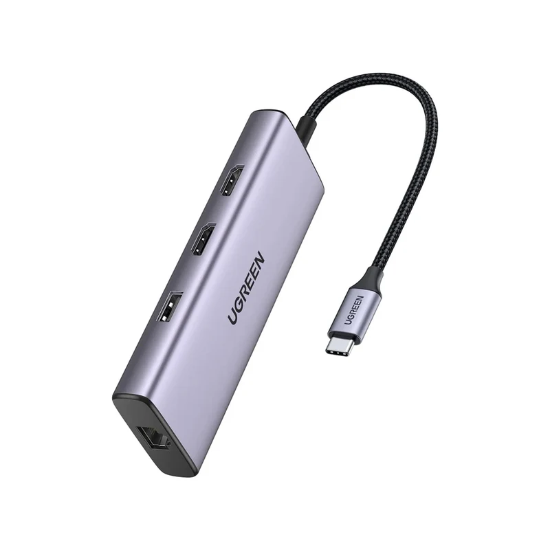 UGreen 9-in-1 Multifunction Adapter USB-C to 2xUSB 3.0 + USB 2.0 + 2xHDMI 4K/60Hz + SD + TF + RJ45 + PD (CM490/90119)