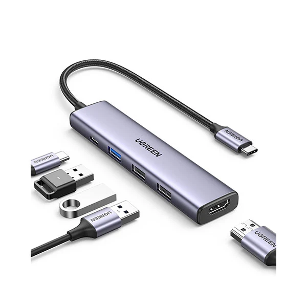 UGreen 5-in-1 Multifunction Adapter USB-C to HDMI + 1xUSB 3.0 A + 2xUSB 2.0 A + PD Power Converter (CM478/15495)