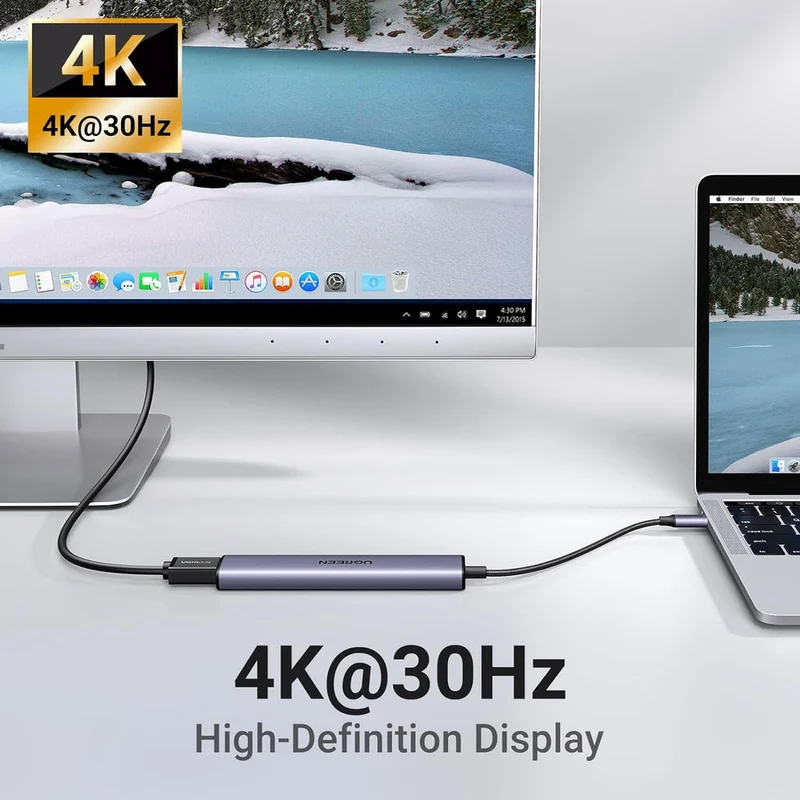 UGreen 5-in-1 Multifunction Adapter USB-C to HDMI + 1xUSB 3.0 A + 2xUSB 2.0 A + PD Power Converter (CM478/15495)