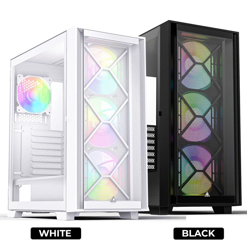 Montech Air 1000 Premium Mesh TG ATX Case (Black, White)
