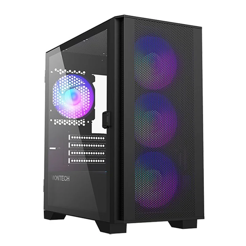Montech Air 100 ARGB Mesh Micro-ATX Case (Black, White)