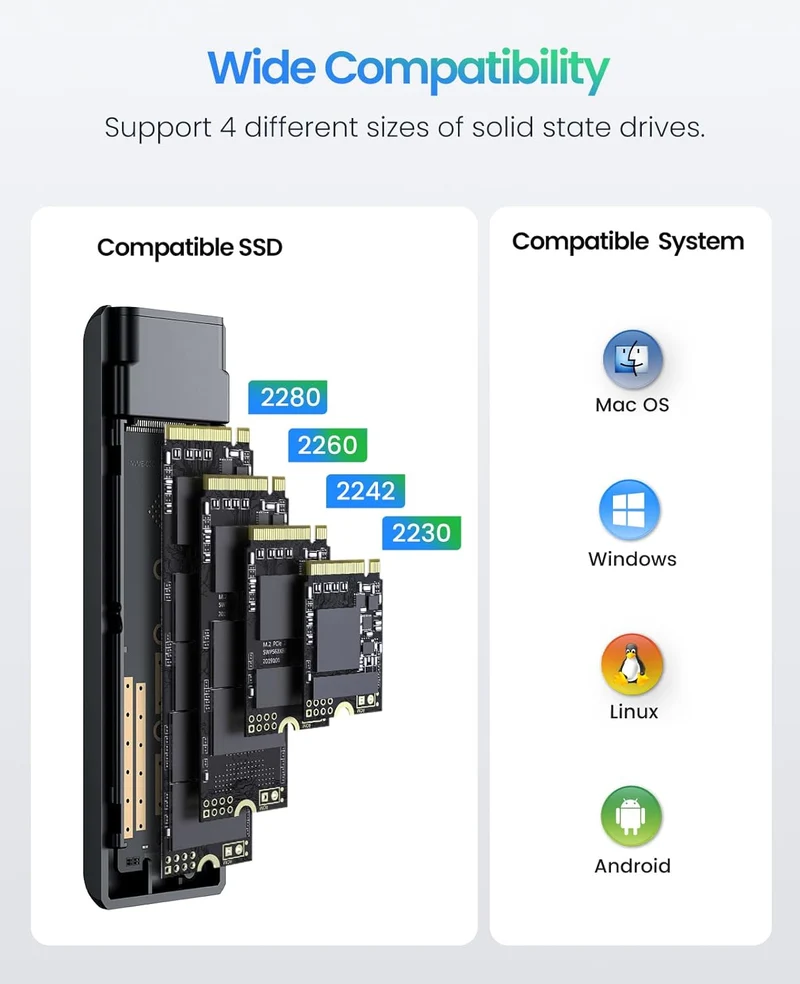 Orico M.2 SATA SSD Enclosure 10Gbps (DDM2-C3) (Black)
