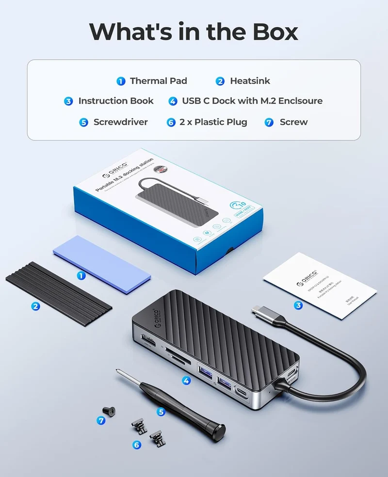 Orico M.2 NVMe/SATA with 8in1 Multi Docking Hub 10Gbps USB-C 3.2 Gen2 PD100W (OM28P-G2) (Black)