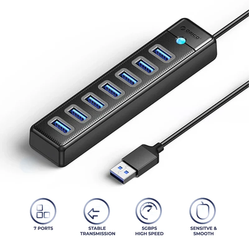 Orico 7 Ports USB3.0 Hub PW7U (PW7U-U3) (Black)