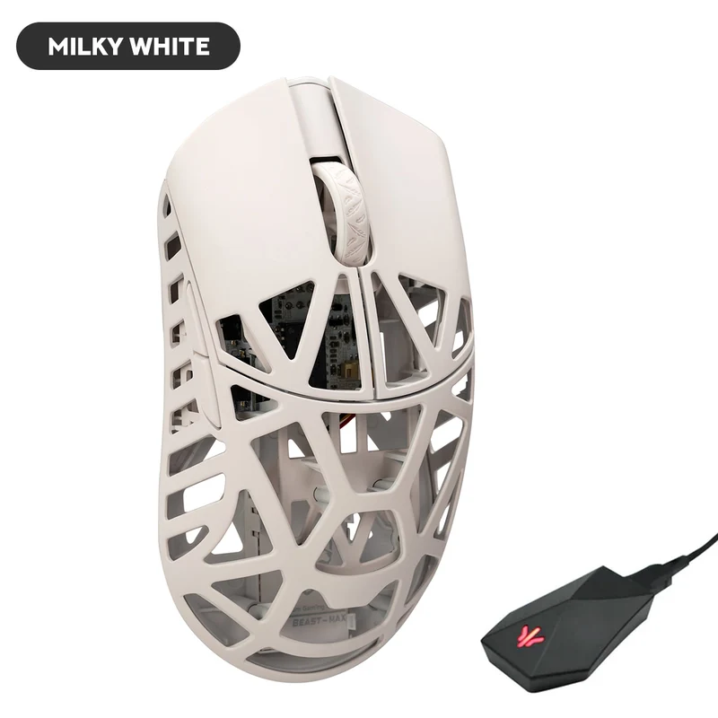 WLMouse Beast X Max 8K Magnesium Gaming Mouse (White/Blue, Pink/Blue, White/Yellow. White/Red, Black/Green, Black, Purple, Fashion Grey, Black & Red, Neon Rose, Soft Lilac, Milky White, Deep Cocoa, Infinity Blue, Fire Orange)