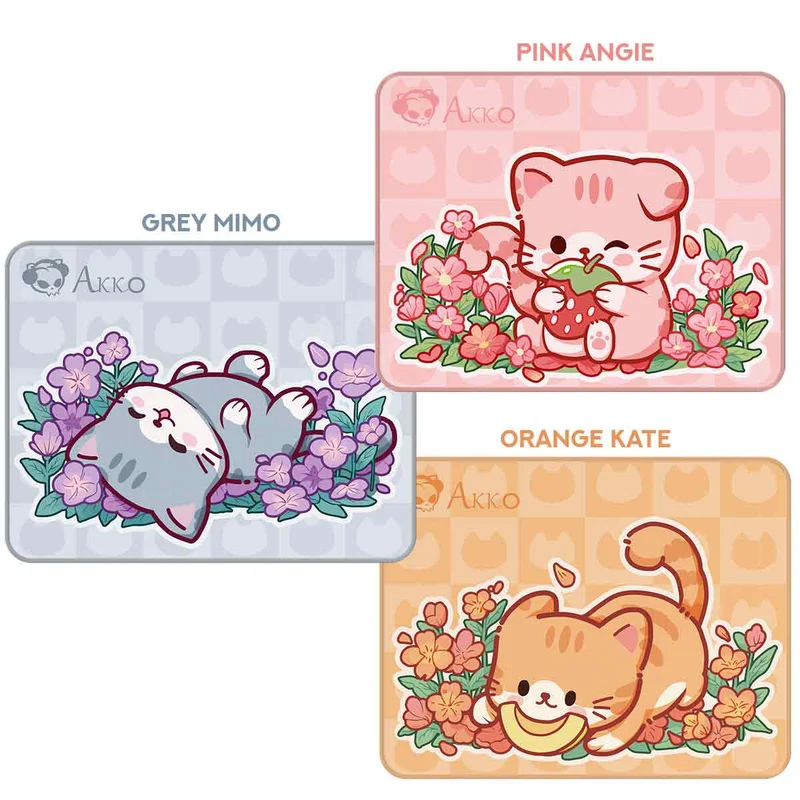 Akko Cat Theme Mouse Pad (360x280mm) (Pink Angie, Grey Mimo, Orange Kate)